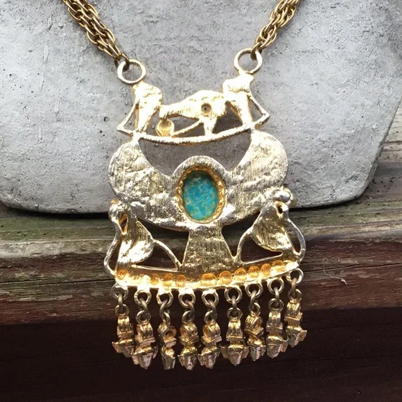 COPY - Vintage Eye of Horus large necklace goldtone - Picture 5 of 11